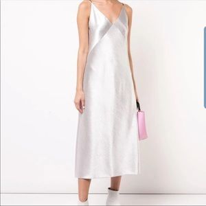 VINCE | Silver Satin Maxi Dress - Delabeled